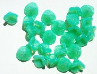 25 9mm Milky Jadeite Opal Three Petal Flower Drop Beads